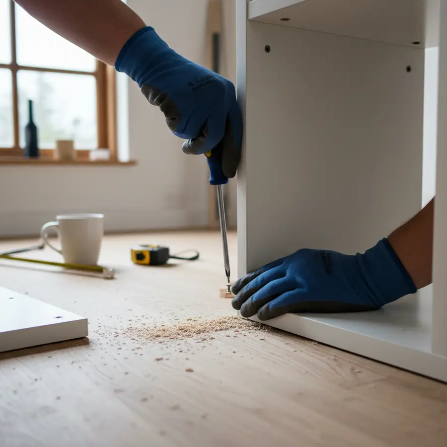 Kallax Rückwand selber bauen: 5 DIY-Ideen & Anleitung - Photo Kallax Rückwand selber bauen: Hände mit Schraubenzieher bei DIY-Projekt