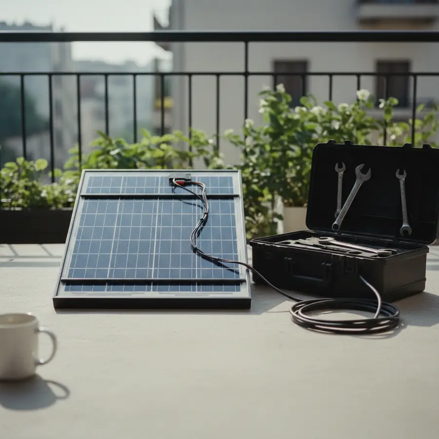 2000 Watt Balkonkraftwerk aufbauen: Diese 3 Fehler habe ich selbst gemacht - Photo 2000 Watt Balkonkraftwerk aufbauen: Nahaufnahme eines Solarmoduls auf Balkon