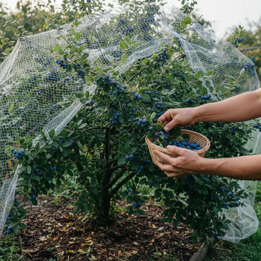 Felsenbirne Baum im Garten: Meine Erfahrungen mit Pflege und Ernte - Photo Felsenbirne Baum im Garten: Hände pflücken Felsenbirnenbeeren am Morgen
