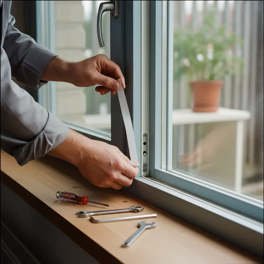 Fenster einstellen einfach gemacht: Meine Anleitung in 5 Schritten - Photo Fenster einstellen einfach gemacht: Person prüft Anpressdruck mit Papierstreifen