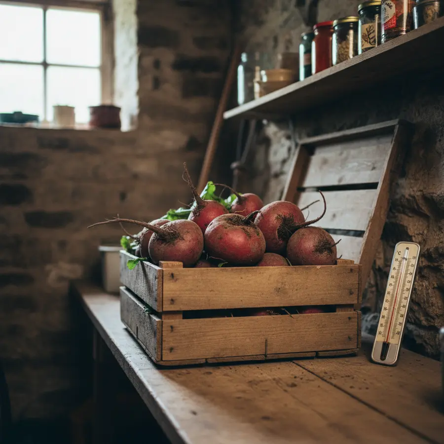 Rote Bete aus dem Garten ernten: Ein kleiner Praxistest - Photo Rote Bete aus dem Garten ernten – Beten in Holzkiste im Keller