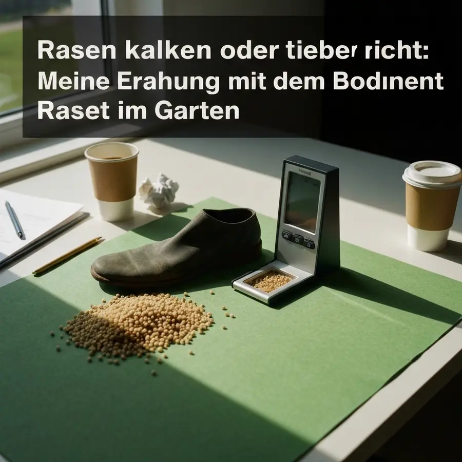 Rasen kalken oder lieber nicht: Meine Erfahrung mit dem Bodentest im Garten - Photo Rasen kalken oder lieber nicht: Kalkhandschuhe, Messgerät und Granulat im Garten