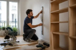 Einbauschrank selber bauen mit passgenauer Montage an einer unebenen Wand