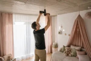 Sichere Montage von einem Kinderzimmer Baldachin mit stabilem Deckenhaken für festen Halt