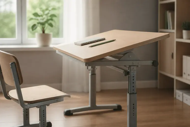 Höhenverstellbarer Kinderschreibtisch mit robuster Arbeitsplatte und sauberer Kantenverarbeitung